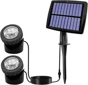 Mellisso Solar Pond Spotlights, LED Solar Underwater Lights with Dual Head Waterproof Submarine Landscape Spotlight Lighting B