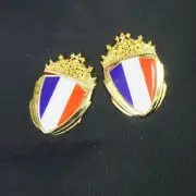2x Golden France Chrome Flag Metal Decal Sticker Emblem Badge 3D Turbo Sportback (for: Renault)