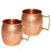 100% Copper Hammered Mule Moscow Mug Cup Pure Drinking 400Ml Set Of 2