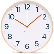 Clocksicle Silent Wood Wall Clock, Mustard Navy, 40cm