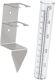 Outdoor Rain Gauge for Measuring Precipitation with Steel Holder for Yard, Tube 14cmx2cm