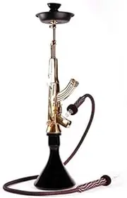 AK-47 Shisha - Water Pipe Hookah Set with Hoses and Coal Clamp, Without Nicotine (Color : Gold)