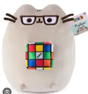 GUND Pusheen with Rubik's Cube Plush, Gray, 9.5"