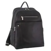 Pierre Cardin Leather Laptop/Business Travel Backpack - Black