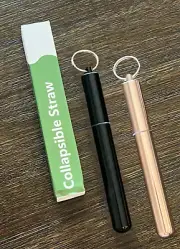 2-PC Portable Reusable Collapsible Retractable Telescopic Straw Stainless Steel