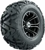 Set of 4 GTW 10" Spyder Machined/Black Golf Wheels on 20x10-10 Barrage Mud Tires