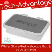BOAT CARAVAN SEADECK RECESSED WHITE GLOVE HELM STORAGE BOX & DUAL USB CHARGER