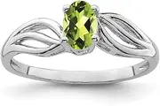[JewelryWeb] 925 Sterling Silver Polished Open back Peridot Ring Jewelry Gifts for Women - Ring Size Options Range: J to T
