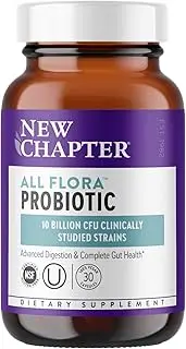 New Chapter Probiotic All-Flora - 30 ct (1 Month Supply) for Advanced Immune Support with Prebiotics + Postbiotics for Women and Men + Saccharomyces Boulardii + 100% Vegan + Non-GMO + Shelf Stable