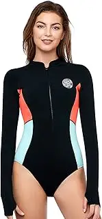 AXESEA Women's Wetsuit One Piece Shorty Wetsuit Eco Friendly Thermal Long Sleeve Front Zipper Diving Suit