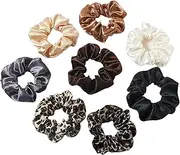 Scrunchies Hair Ties Silk Satin scrunchy - Hair Elastics Bands Ponytail Holder Pack of Neutral Scrubchy Hair Accessories Women Girls (Style1, One size)