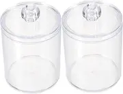 Homoyoyo Makeup Cotton Pad Holder Dispenser 2 Pcs Acrylic Storage Box for Cotton Swabs Buds