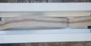 Fire Hose Linen Unlined Ecru with Red & Blue Stripes by Foot Made in USA (H5)