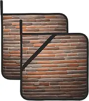 Industrial Brick Wall Background Potholders BBQ Pot Holders for Heat Resistant Potholder, Hot Pads,Cooking Baking(2-Pack)