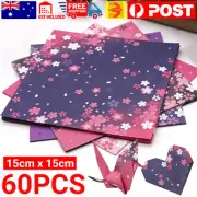 60 Sheets 4 Style Japanes Sakura Origami Square Paper Craft Folding 15cm x 15cm