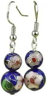 [RYEPOLNIX] Multi color Cloisonne Floral Beaded Dangle Earrings Designs 925 Silver Hook Accessories Traditional Handcrafted Vintage Enamel Ethnic Copper Jewelry/1104