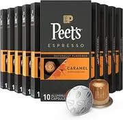 [Peet's Coffee] Medium Roast Espresso Capsules, Compatible with Nespresso Original Machine - Caramel, 100 Count (10 Boxes of 10 Espresso Capsules)