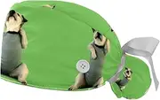 [YTYVAGT] 2-Pc,Gourd-Shaped Working Cap,Fisherman Hat with Buttons and Cotton Sweatband,Schnauzer Dog Yoga