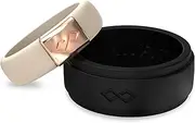 [Rinfit] Silicone Wedding Ring for Men and Women. His & Hers Wedding Engagement Bands. Black and Red. Flexible & Durable Wedding Ring Replacement