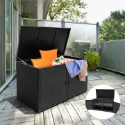Costway0.33m³ Patio Rattan Storage Container Box with Shelf -Black