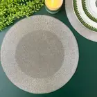 Set of 6, Handmade beaded placemat, Silver, table mat