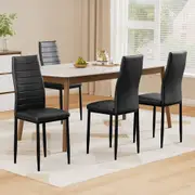 Artiss Dining Chairs Set of 4 Leather Channel Tufted Black