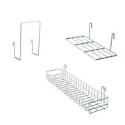 Wall Grid Panel Hanging Basket with Hooks,Bookshelf,Display Shelf,Wall White