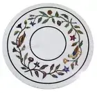Round Marble Coffee Table Top Nature Pattern Inlay Work Corner Table for Kitchen