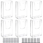 6 Pack 4x6 Inch Clear Acrylic Brochure Holders Wall Mount Booklets Menu Rack