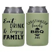 Family Reunion Can Cooler Party Favor Koozies Eat Drink and Enjoy Family