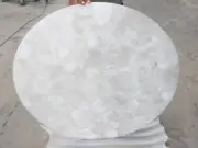 24" White Quartz Coffee Side Table Top Handmade Natural Stones Work