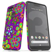 For Google Pixel 3XL Case, Shielding Back Cover,Purple Floral Design