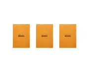 3x Rhodia No.18 Top Stapled A4 Notepad Office Stationery Note Pad 5x5 Grid ORNG