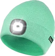 Etsfmoa Unisex Beanie with The Light Gifts for Men Dad Father USB Rechargeable Caps, Mint Green, One Size