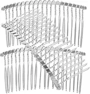 OSOLADY 3Pcs Silver Teeth Metal Hair Clip Combs for Bridal Veil DIY Hair Accessories Durable Wire Design for Weddings and Special Occasions