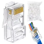 RJ45 Pass Through Connector Modular Plug Cat6-EZ and Fast Termination 100 Pcs