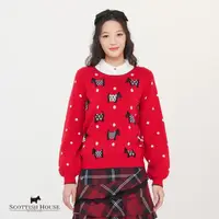 在飛比找momo購物網優惠-【SCOTTISH HOUSE】聖誕風狗狗長袖針織-紅/灰 