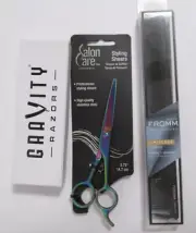 Salon Tools: 1 Gravity Straight Razor-1 Salon Care Styling Shears-1 Fromm Comb