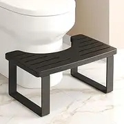 Wood Squatting Toilet Stool, Wooden Potty Foot Stool Squat, 7 Inch Bamboo Poop Step Stool for Toilet, Bathroom Stool for Pooping, Toilet Leg Stand Feet Stool, Healthy Gifts for Adults & Kids, Black