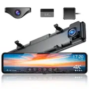 12" 4K UHD Mirror Dash Cam Front and Rear with Zoom Backup Camera, 2160P Dual...