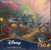 Thomas Kinkade Ceaco Jigsaw Puzzle Mickey and Minnie Sweetheart Bridge NIB