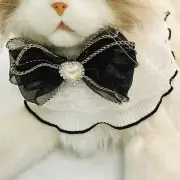 Lace Dog Cat Collar Neckerchief Bow Heart New Handmade Gift Black White Size S