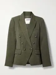 [L'AGENCE] L'AGENCE - Kenzie Double-breasted Faille Blazer - Forest green - US6 US 6 Green