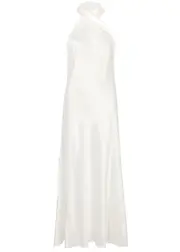 Galvan Cropped Pandora Satin Maxi Dress - Off White - 40 (UK12 / M) 40 (UK12 / M)