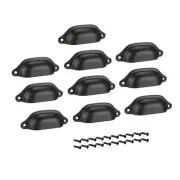 10 Pcs Cup Drawer Pull Kitchen Cabinet Handles Black 83mm Hole Centers