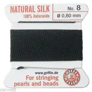 GRIFFIN Carded Silk Beading Cord Size #8 Pick Color