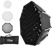 xinyee K3 90 cm/35.4 inch Octagon Photography Softbox Quick Installation with Detachable Bowens Mount Diffuser Honeycomb Grid Carrying Bag for Studio Speedlight Video Light Portrait Product Photograp