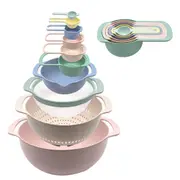 10Pcs Mixing Bowl Nested Plastic Serving Bowls Nesting Bowls with Measuring Spoon