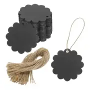 100Pcs Kraft Paper Gift Tags with String,2.4x2.4" Round Circle Labels Black