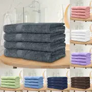 LINENOVA 4 Pcs Bath Towels 100% Pure Cotton Bathroom Soft Towel Set 550 GSM 8 Colours